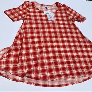 NWT LulaRoe Plaid Design Perfect Tee Small